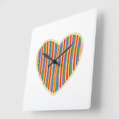 ハートストライプウォールクロック スクエア壁時計 (傾斜)