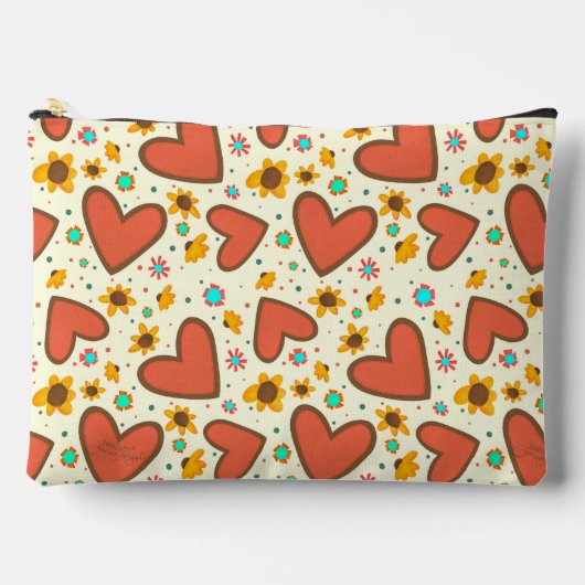 ハートストライプパターユニークンカスタムアクセサリーバッグ アクセサリーポーチ (正面)