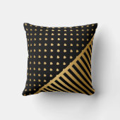 ハートストライプ金ゴールドブラッククッション クッション (裏面)