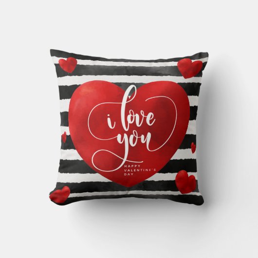 ハートストライプ&愛のバレンタイン枕 クッション (正面)