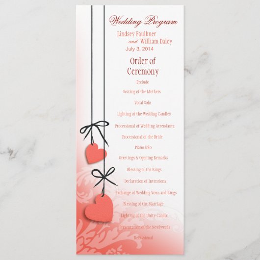 ハートストリングス結婚式 プログラム桃 プログラム (正面)