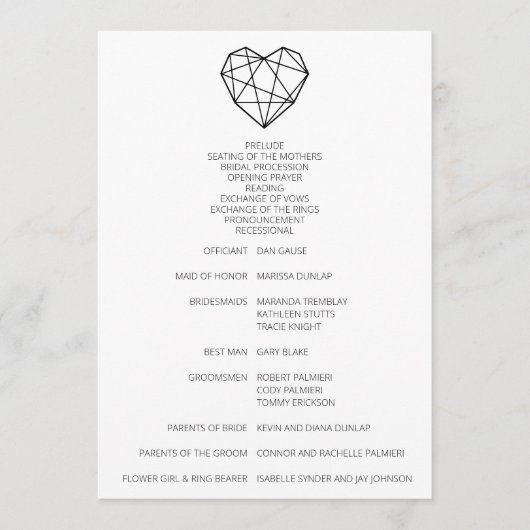 ハートストリングス結婚式 プログラム (正面)