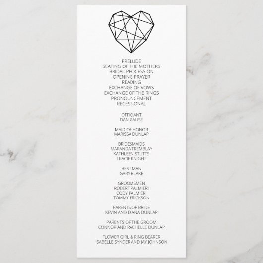 ハートストリングス結婚式 プログラム (正面)