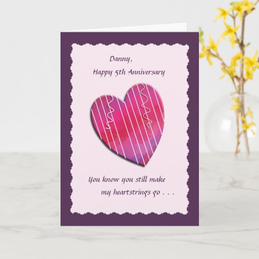 ハートストリングス 5周年 結婚記念日 カード (黄色い花)