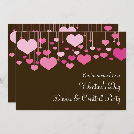 ハートストリングズバレンタインパーティの招待状 招待状 (正面/裏面)