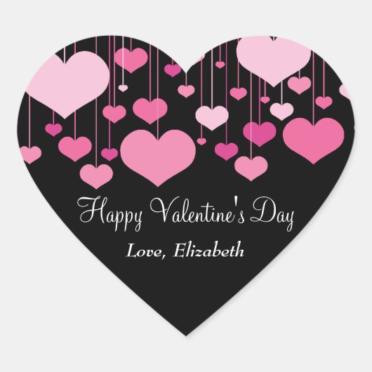 ハートストリングバレンタインステッカー ハートシール (正面)