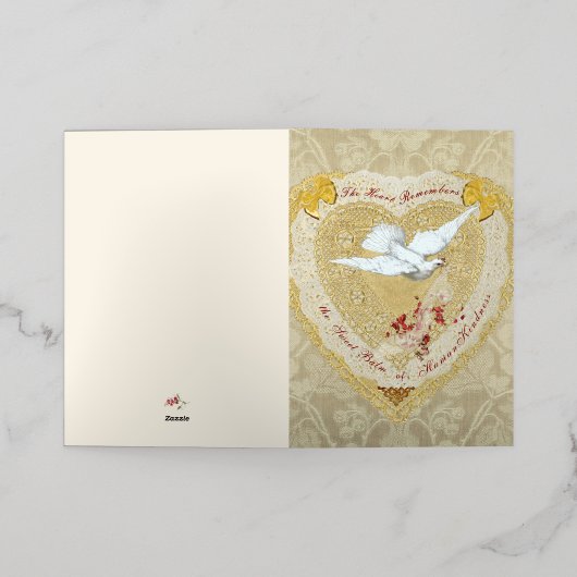 ハートストリングホイビクトリアンルグリーティングカード 箔グリーティングカード (外側レイダウン)