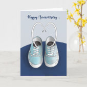 ハートストリング付きソウルメイトシューズ記念日 カード (黄色い花)