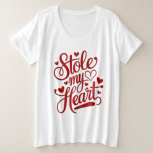 ハートストリング添付 プラスサイズTシャツ