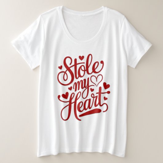 ハートストリング添付 プラスサイズTシャツ (デザイン正面)