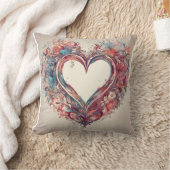 ハートストリング – 水色ハート絵画の クッション (ブランケット)