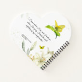 ハートスパイラルノートブックイエローバタフライホワイトリリー ノートブック (裏面)