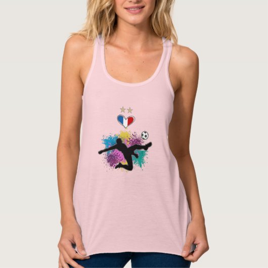 ハートスプラッシュ付きサッカーサッカーファンシャツ タンクトップ (正面)