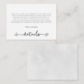 ハートスワッシュブラックタイポグラフィ結婚ズ詳細 エンクロージャーカード (正面/裏面)