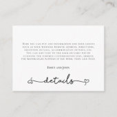 ハートスワッシュブラックタイポグラフィ結婚ズ詳細 エンクロージャーカード (正面)