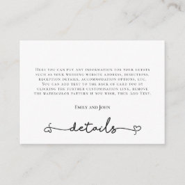 ハートスワッシュブラックタイポグラフィ結婚ズ詳細 エンクロージャーカード
