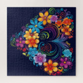 ハートスワールダークブルーパズル ジグソーパズル (横)