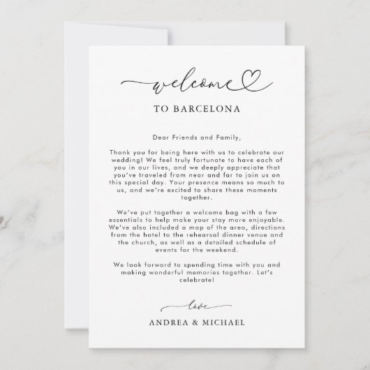 ハートス結婚クリプトのウェルカムレターの旅程カード 招待状 (正面)