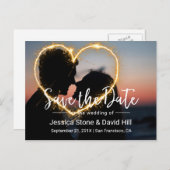 ハートス結婚パーカーの写真日付を保存 案内ポストカード (正面/裏面)