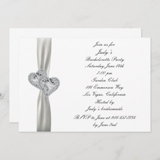 ハートス結婚ホワイトバチェロレッテ招待状 招待状 (正面/裏面)