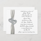 ハートス結婚ホワイトブライダルシャワー招待状 招待状 (正面/裏面)