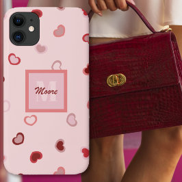 ハートズオンパステルピンクinピンクからレッドグラデーション iPhone 11 ケース