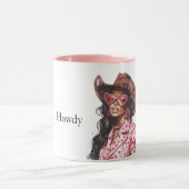 ハートズハウディブラックレディ女性のカーボーイ マグカップ (中央)