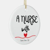 ハートセラミック円状オーナメントを持つナース セラミックオーナメント (右)