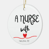 ハートセラミック円状オーナメントを持つナース セラミックオーナメント (左)