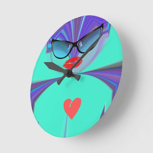 ハートセルフィー ラウンド壁時計 (傾斜)
