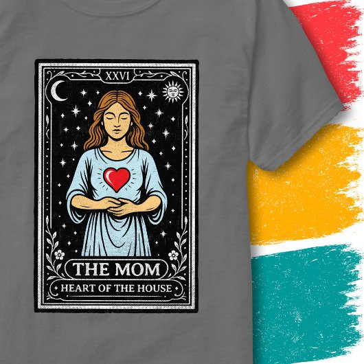 ハートセンタードマム 宇宙芸術 タロットカードスタイル Tシャツ