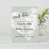 ハートセージ結婚グリーン延期の新しい日付カード (スタンド正面)