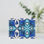 ハートタイルインスパイアバイポルトガルのアズレジョスブルー ポストカード (スタンド正面)