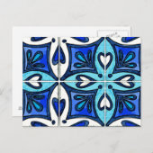 ハートタイルインスパイアバイポルトガルのアズレジョスブルー ポストカード (正面/裏面)