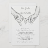 ハートタトゥーハンドスケッチ結婚式招待状 招待状 (正面/裏面)