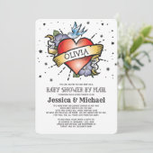 ハートタトゥー赤ちゃんシャワーbyメール 招待状 (スタンド正面)