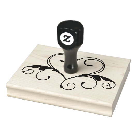 ハートタトゥー、ウッドハンドル4" x 5"ゴム印 ラバースタンプ (スタンプ)