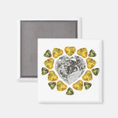 ハートダイヤモンドジェムストーンアート マグネット (正面/裏面)