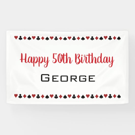 ハートダイヤモンドスペードクラブカジノ誕生日 横断幕 (横)