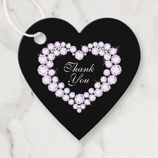 ハートダイヤモンド感謝していオンブラックユー結婚式の引き出物タ フェイバータグ (正面)