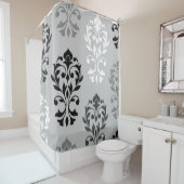 ハートダマスクアートIブラックグレーズホワイト シャワーカーテン (インサイチュ)