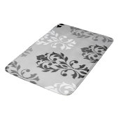 ハートダマスクアートIブラックグレーズホワイト バスマット (アングル)