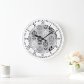 ハートダマスクアートI Ptn BGWと数字 ラージ壁時計 (ホーム)