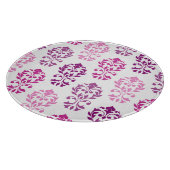 ハートダマスクアートIbピンクプラムズホワイト カッティングボード (角)