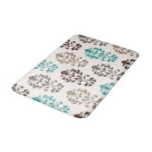 ハートダマスクアートIbブラウンズティール(緑がかった色)クリーム バスマット (アングル)