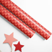 ハートダマスクレッド&コーラル ラッピングペーパー