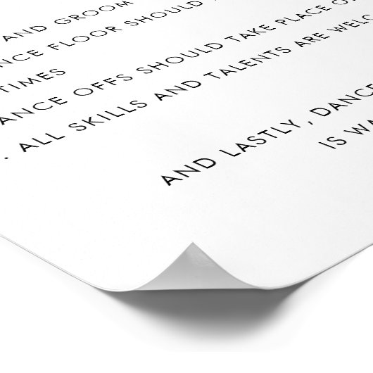 ハートダンスフロールミニマル結婚リストのサイン ポスター (角)