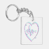 ハートチェックアクリルキーチェーン キーホルダー (正面左)