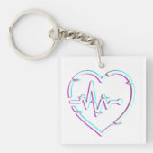 ハートチェックアクリルキーチェーン キーホルダー (正面)