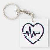 ハートチェックアクリルキーチェーン キーホルダー (正面)